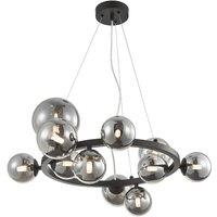 Lucande pendant light Naelen, black/grey, 64.3 cm, glass, G9