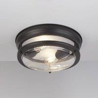 Searchlight Glasgow ceiling light with glass shade, IP44 black