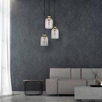 TK Lighting Satipo glass pendant light, 3-bulb, transparent