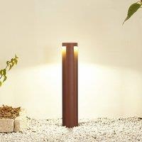 Lucande LED path light Raiku, rust-coloured, aluminium, 65 cm