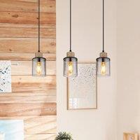Globo Reid pendant light, 3-bulb, black/smoke