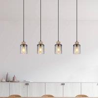 Globo Reid pendant light, 4-bulb, black/smoke