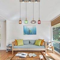 Globo Normy hanging light, length 115 cm, colourful, glass, 4-bulb.