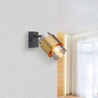 Globo Milley wall spotlight, height 17 cm, brass-coloured, metal