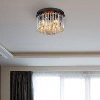 Globo Gorley ceiling light, black/smoke grey, 32 cm metal/glass