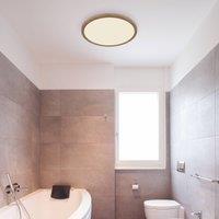 Globo Sapana LED ceiling light, 29.5 cm wooden optic