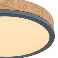 Globo LED ceiling lamp Doro 30 cm dark wood, graphite