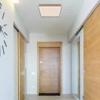 Globo LED ceiling lamp Doro, length 30 cm, dark wood, wood