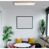 Globo LED ceiling lamp Doro, length 80 cm, dark wood, wood, CCT