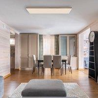 Globo LED ceiling lamp Doro, length 120 cm, dark wood, wood, CCT