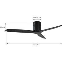 Lucande ceiling fan Vindur, black, DC, quiet, 132 cm