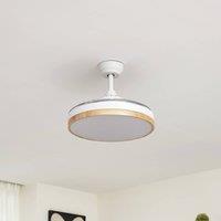 Lindby LED ceiling fan Oras, white, DC, quiet, 107 cm