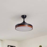Lindby Lindy LED ceiling fan Oras, black, DC, quiet, 107 cm