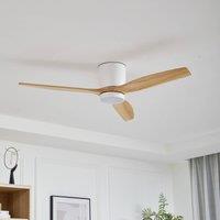 Lucande LED ceiling fan Faipari, white, DC, quiet, 132cm