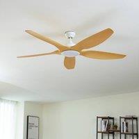 Lucande LED ceiling fan Omendo, white, DC, quiet, CCT