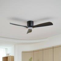 Lucande Smart LED ceiling fan Moneno, black, DC, Tuya