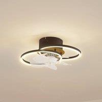 Lindby LED ceiling fan Lomana, black, quiet, CCT