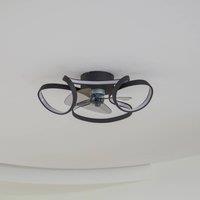 Lindby LED ceiling fan Lomata, black, quiet, 23 cm