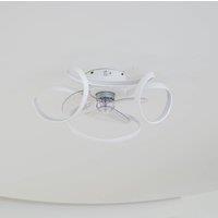 Lindby LED ceiling fan Lomata, white, quiet, 23 cm