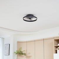 Lindby LED ceiling fan Momitu, black, quiet, 50 cm