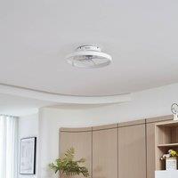 Lindby LED ceiling fan Momitu, white, aluminium, 50 cm