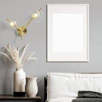 miloox by Sforzin Camely wall light, brushed gold/clear, 2-bulb