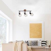 JUST LIGHT. GmbH Ceiling lamp Jaro adjustable black/wood 3-bulb