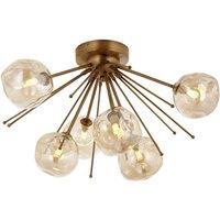 Avonni Ceiling light AR-1777-6E with 6 glasses, antique gold