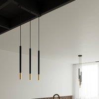 Euluna Thalassa pendant lamp, 3-bulb, G9, black/gold, longitudinal
