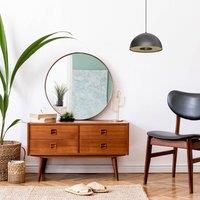 Luminex Drew pendant light in black with wood decor