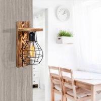 Opviq Erebos 121-A wall lamp, wood, black cage shade