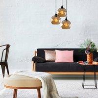 Opviq Hanging light Gold 021 3-bulb rondel glass 20cm