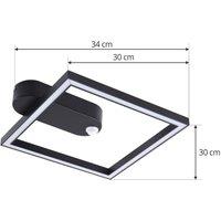 Lindby LED sensor ceiling light Yulla, 34 cm, black, sensor