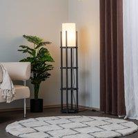 Opviq Floor lamp 8111 black, shelf, white fabric shade
