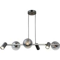 Lucea Zerde pendant light 3+3, black chrome, 6-bulb