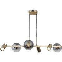 Lucea Zerde pendant light 3+3, gold, 6-bulb