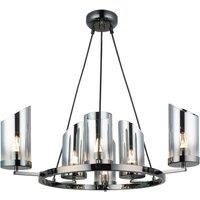 Lucea Padrela chandelier, 68 cm, black chrome, 6-bulb