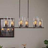 Lucea Padrela chandelier, linear, black chrome, 6-bulb