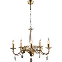 Lucea Castro chandelier, antique brass, 5-bulb