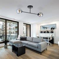 Euluna Glassy ceiling light, 2-bulb, graphite glass