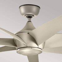 KICHLER Lehr2 ceiling fan, IP44, silver antique, 137 cm