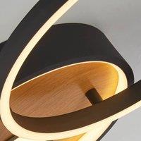 Searchlight LED ceiling light Curio Flush, wood look