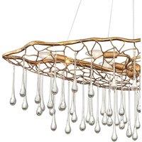 Quintiesse Laguna pendant light, gold-coloured with glass drops, 8-bulb