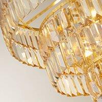 Searchlight Empire pendant light, brass, 5-bulb, crystal glass