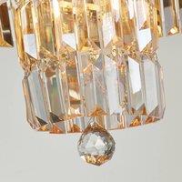 Searchlight Empire ceiling light, brass, 4-bulb, crystal glass, IP44