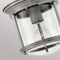 Quintiesse Hadrian Mini outdoor ceiling light, antique nickel/clear