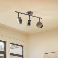 Lindby spotlight Jyla, black, 4,000 K, 3-bulb, GX53
