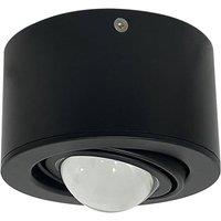 Lindby spotlight Jyla, black, 3,000 K, 13 cm, lens, aluminium