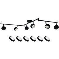 Lindby spotlight Jyla, black, lens, 3,000 K, 6-bulb, GX53