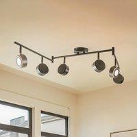 Lindby spotlight Jyla, black, 2,700 K, 6-bulb, GX53